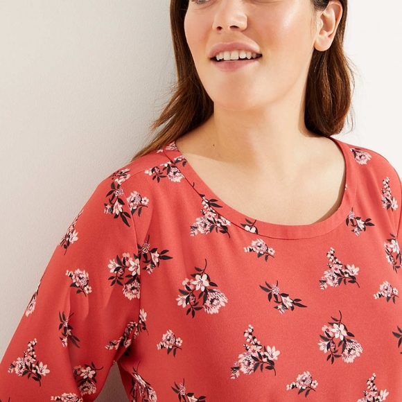 Loft Plus Floral Pleated Cuff Flare Dress - Picture 3 of 3